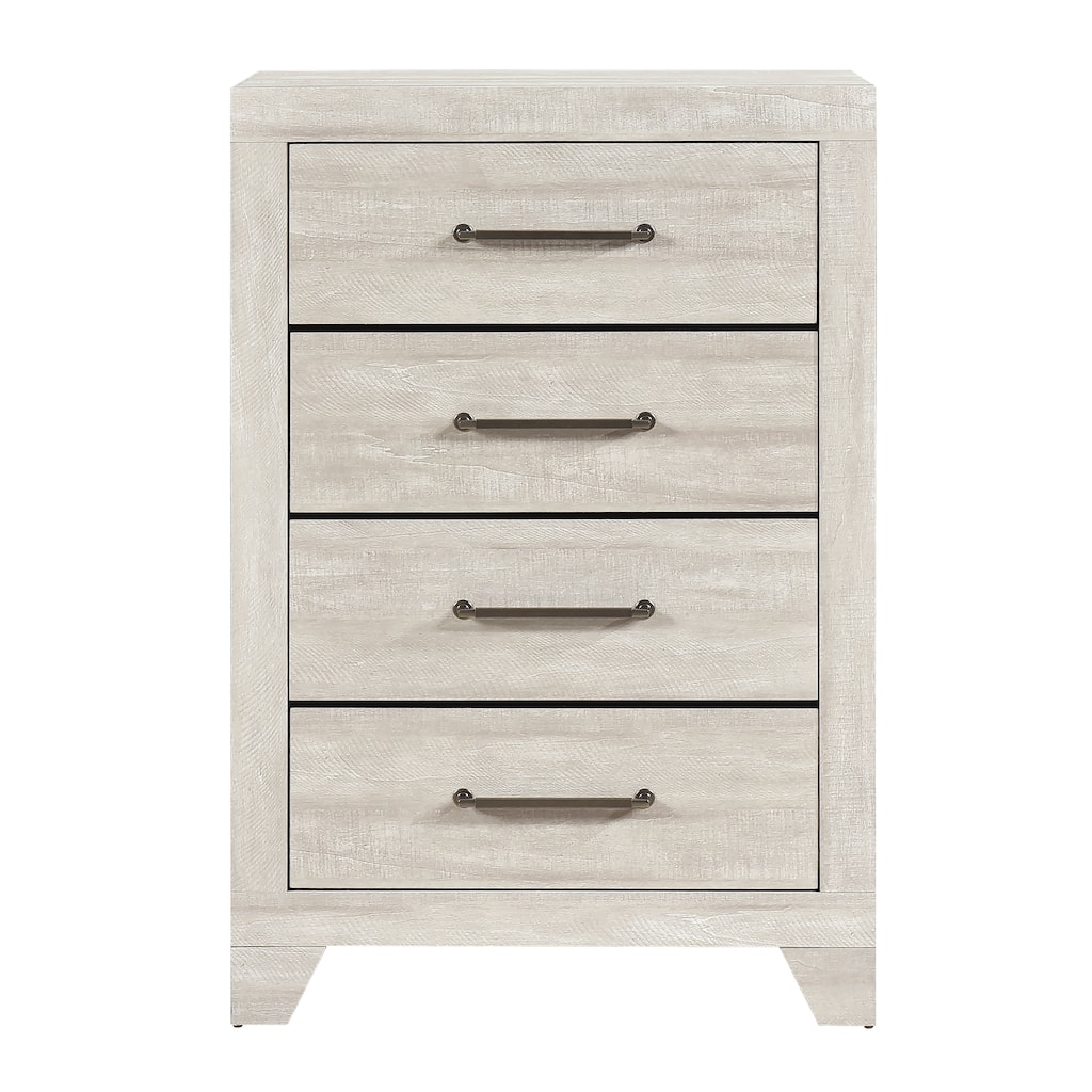 Gray Oak Finish Contemporary 4-Drawer Storage Chest for Bedroom