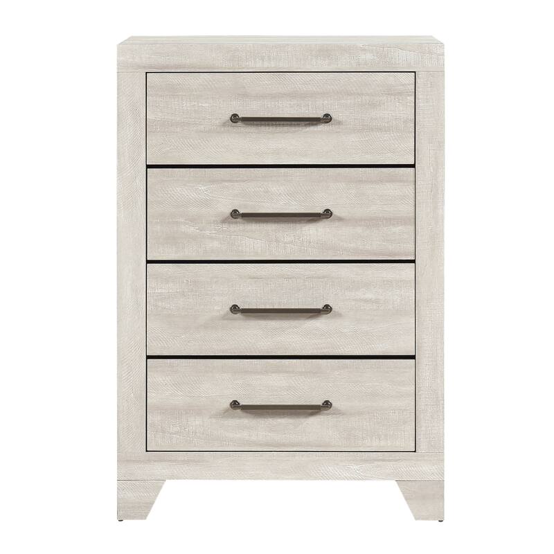 Gray Oak Finish Contemporary 4-Drawer Storage Chest for Bedroom