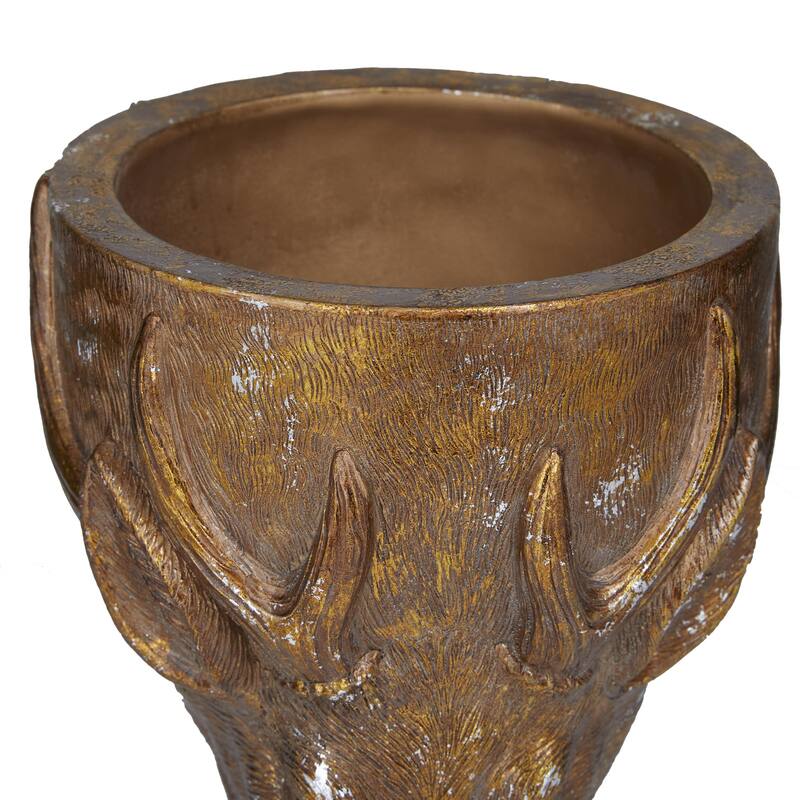 Bronze Polystone Traditional Planter - 10"L x 10"W x 14"H