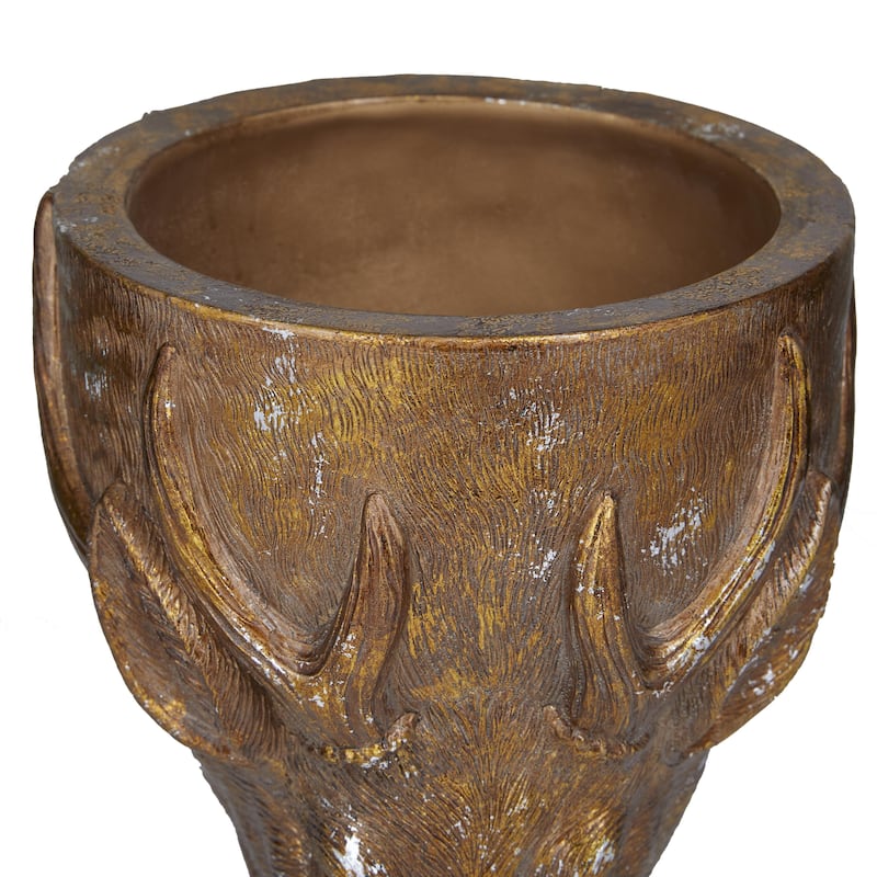 Polystone Deer Planter - Bronze - Roche River Decor