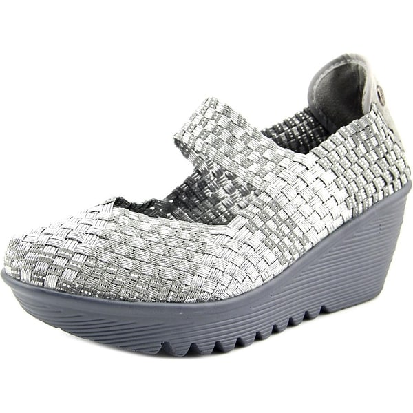 Bernie Mev. Lulia Women Round Toe Canvas Silver Mary Janes