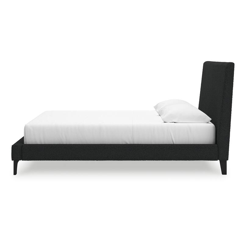 Signature Design by Ashley Cadmori Black Upholstered Bed with Roll Slats