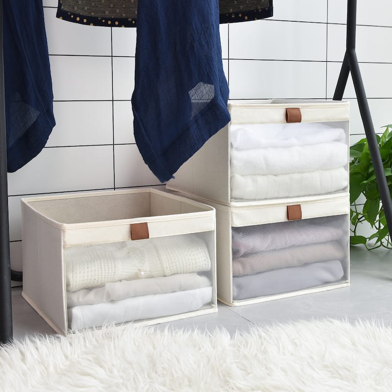 3-Pack Fabric Storage Bins, Collapsible Closet Organizers for Clothes, Blankets