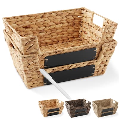 2pk Seagrass Water Hyacinth Pantry Baskets with Handles Wide Kitchen