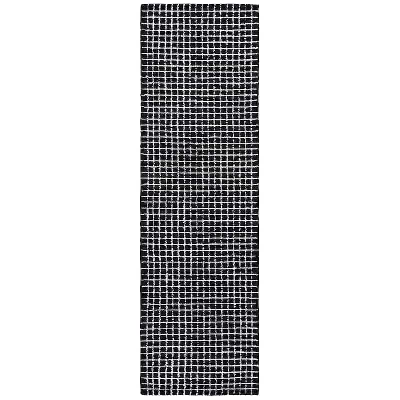 SAFAVIEH Handmade Abstract Germinia Contemporary Rug - 2'3" x 8' Runner - Ivory/Black