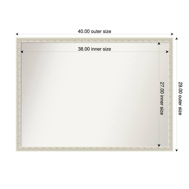 Bethany Non-Beveled Wood Framed Bathroom Vanity Wall Mirror - 40 x 29 in - Bethany Silver