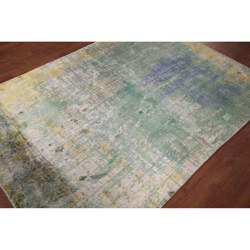 Contemporary Abstract Indian Accent Rug Handmade Wool Carpet - 4'5" X 6'5"