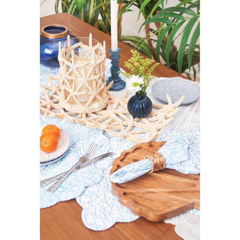 20" x 20" Chinoiserie Coast Reversible Graphic Print Machine Washable Hemstitch Napkins Set of 6 - Blue