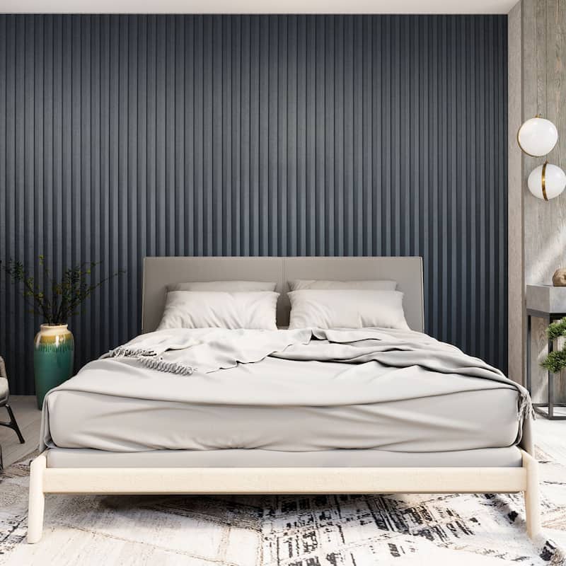 Art3d 104'' X 6.7'' Slat Wall Panel for Modern Decor, WPC Wall Paneling, Metallic Finish(Set of 8)