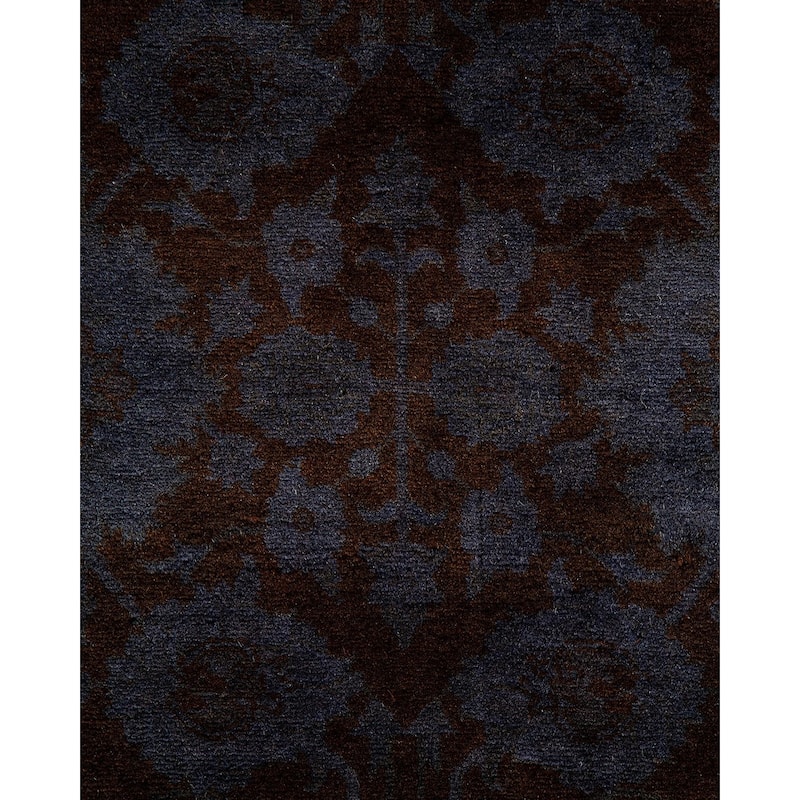 Overton Hand Knotted Wool Vintage Inspired Modern Contemporary Overdyed Purple Area Rug - 6' 1" x 9' 1"