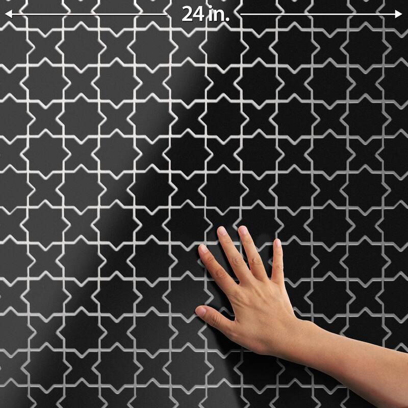 Merola Tile Metro 2" Star Matte Black with Matte Black Cross 11-7/8" x 11-7/8" Porcelain Floor and Wall Tile