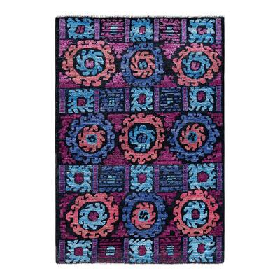 Contemporary Overdyed Wool Hand Knotted Area Rug - 4' 2" x 6' 0"