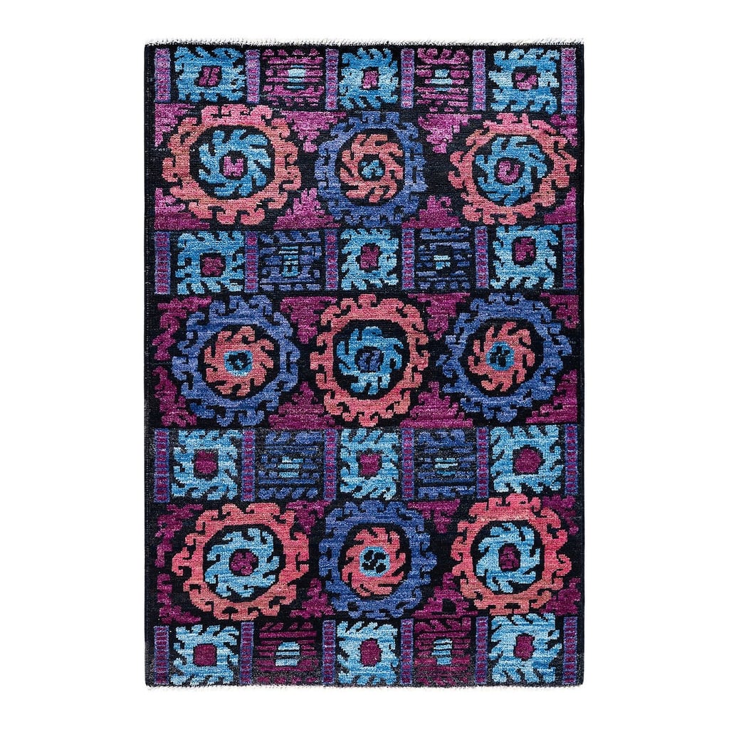 Contemporary Overdyed Wool Hand Knotted Area Rug - 4' 2" x 6' 0"