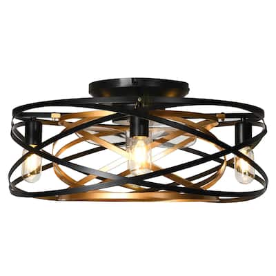 22-inch 3-Blade Caged Ceiling Fan with Light Kit Included and Remote