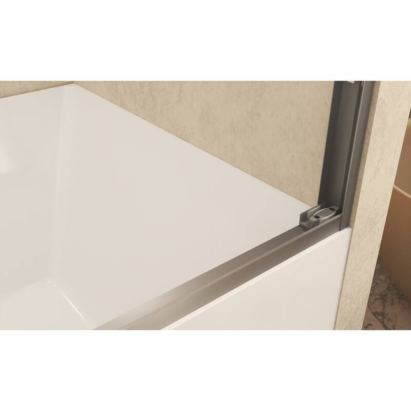 GDFStudio - Landon Modern Double-Sliding Tempered Glass Shower Door Set