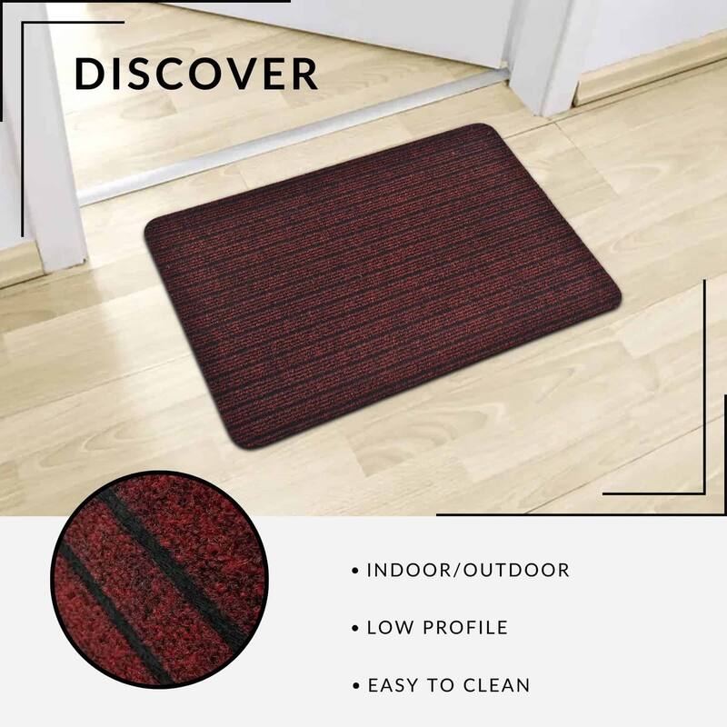 Outdoor Front Door Mat Chloe Polypropylene Latex Rug 24x16 Maroon