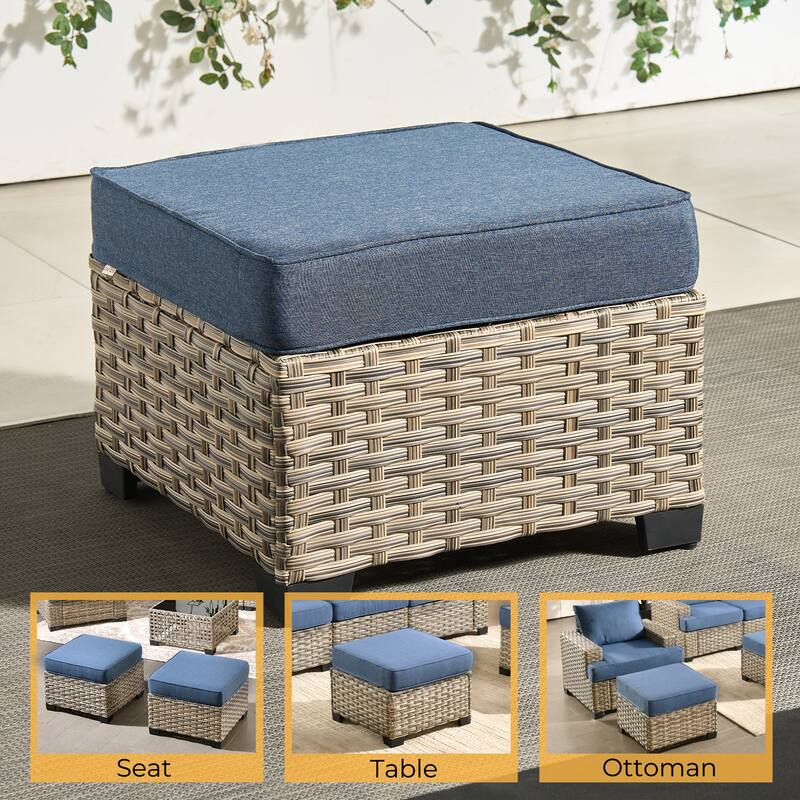 HOOOWOOO 15-piece Outdoor Sofa Patio Wicker Furniture Sectional Set with 54" Fire Pit Table