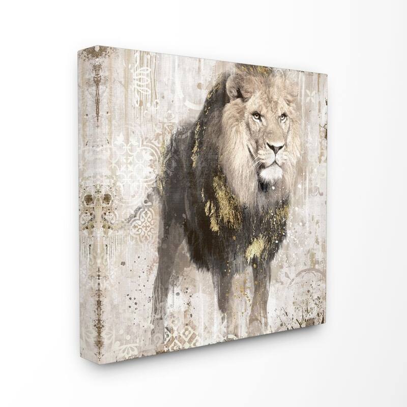 Stupell Lion Gold Neutral Animal Textured Photograph Canvas Wall Art - 24 x 24