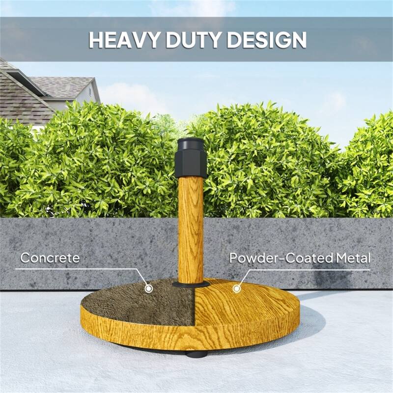 Outsunny Concrete-Filled Metal Umbrella Base, Distressed Yellow, Adjustable Pads, Supports Poles - Φ18.9" x 17.3" H