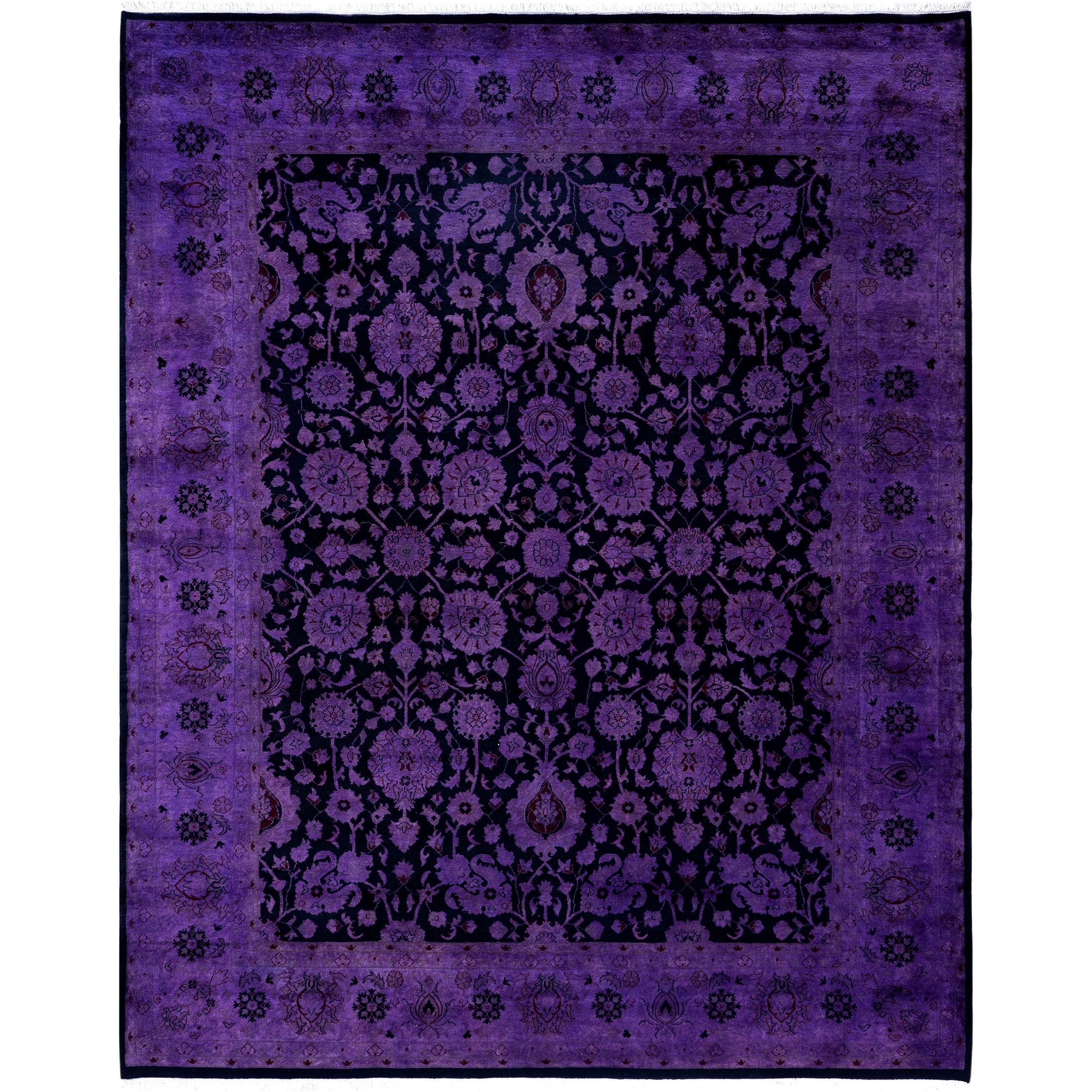 Overdyed Hand-Knotted Wool Modern-Contemporary Purple Area Rug 8' 2" x 10' 3"