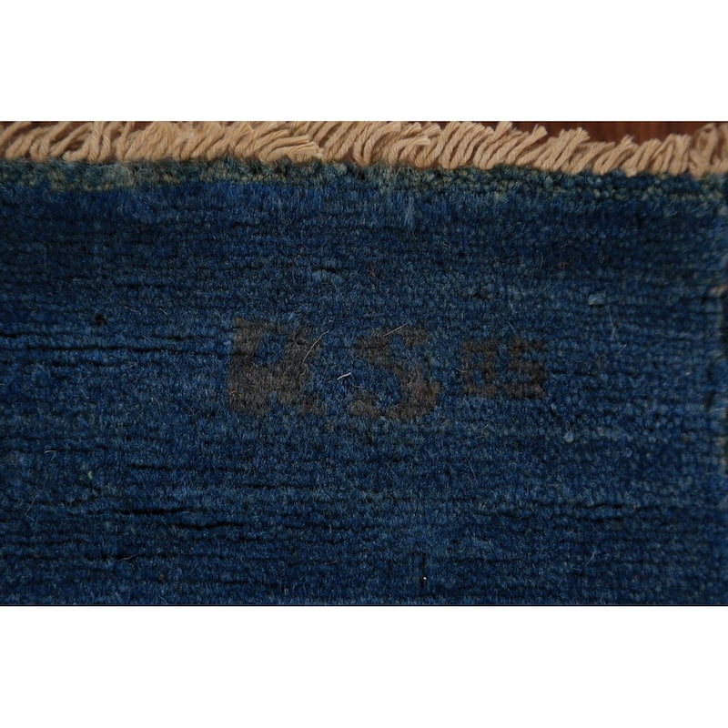 Blue Modern Gabbeh Oriental Rug Hand-Knotted Wool Carpet - 3'11" x 5'9"
