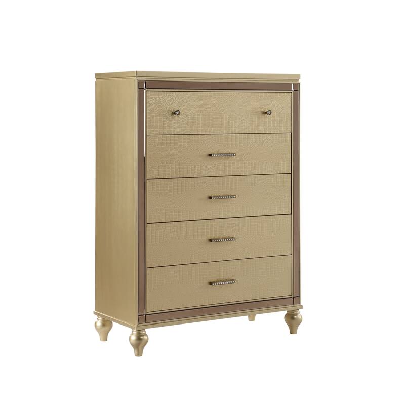 Sterling 4PC/5PC Contemporary Bedroom Set with Mirror Accents and LED Enhancements