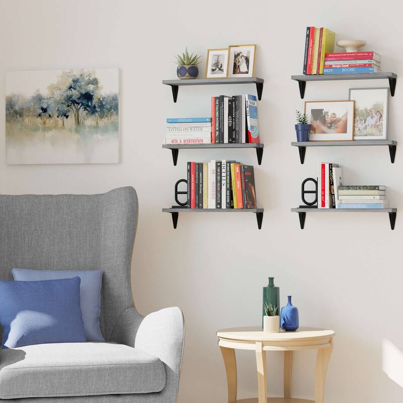 Wallniture Arras 17x4.5" Floating Bookshelves, Hanging Shelves for Living Room, Farmhouse Decor, Custom Finish and Piece Options