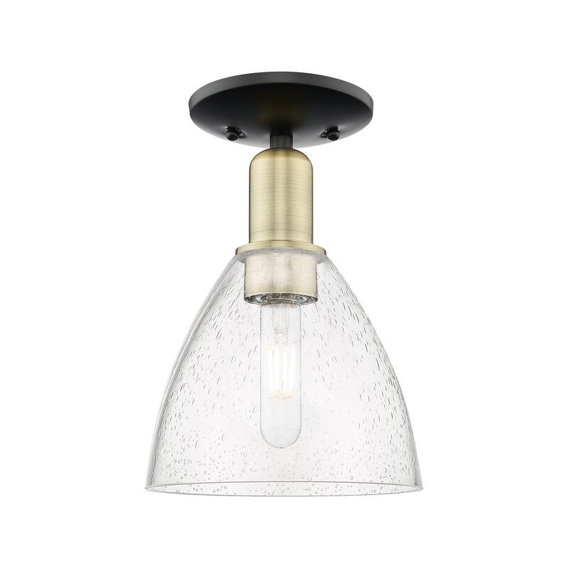 Innovations Lighting 716-1C-11-8 Bristol Semi-Flush Bristol 8" Wide - Black Antique Brass / Seedy