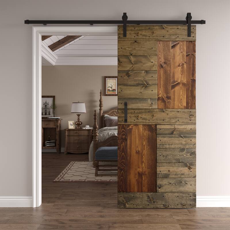Coast Sequoia 24in./30in./36in./42in. x 84in. S Series Multi-Color Pine Wood Sliding Barn Door With Hardware Kit