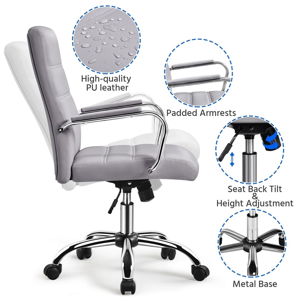 Yaheetech office chair adjustable pu leather 360 2025 swivel