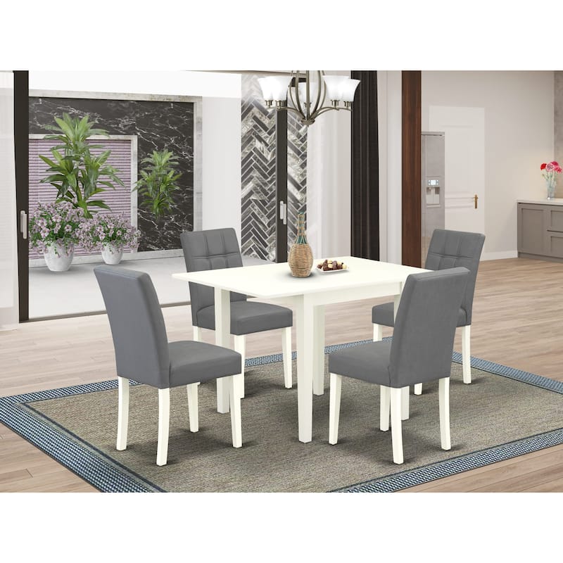East West Furniture Dining Table Set Includes a Rectangle Dining Table and Chairs, Linen White (Pieces Options) - NDAS5-LWH-41