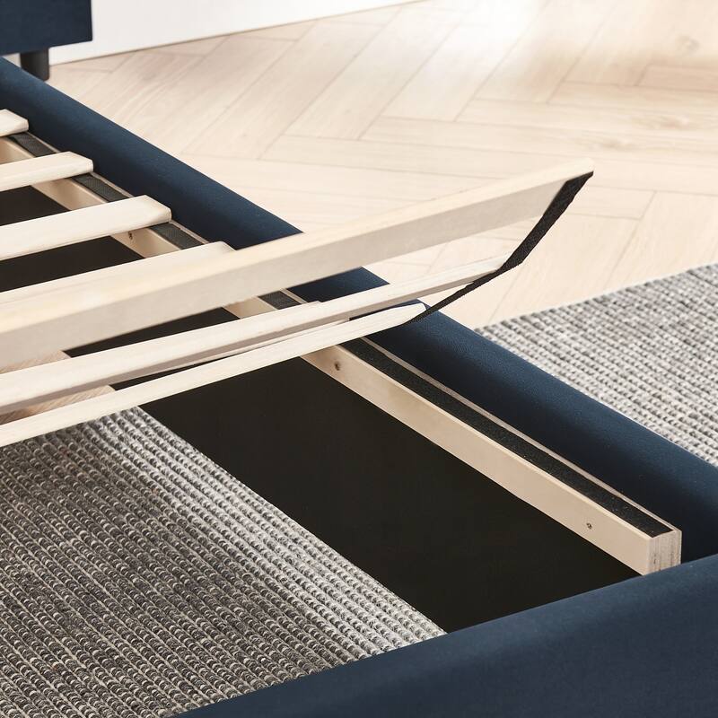 King Size Upholstered Bed Frame with Velvet Fabric