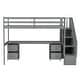 preview thumbnail 23 of 25, Wooden Twin Size Loft Bed wtih Rectangle Desk Underneath and Double Storage Drawers, Side Staircase Built-in Storage