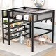 preview thumbnail 1 of 14, Black Full Metal Loft Bed with Shelves & Workstation Black