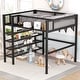 preview thumbnail 19 of 25, Full Size Modern Style Metal Loft Bed with 4-Tier Shelves and Storage,Good Stability,Storage Space,Creative Structure,Pink Black