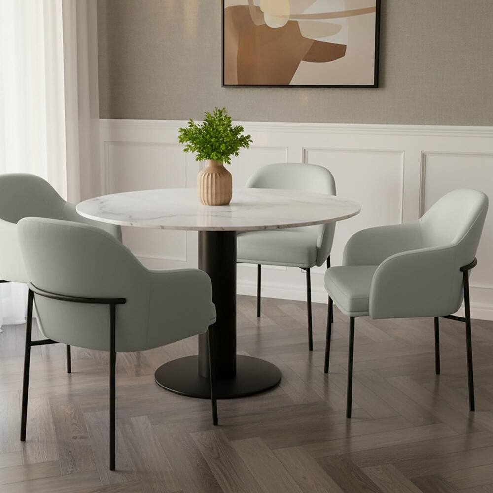 Manhattan Comfort Loft Vegan Leather Metal Armchair - Set of 2