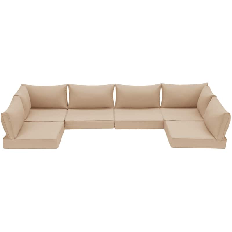 Outdoor Replacement Cushions for Patio Furniture, Waterproof & Non-Slip 4" Sofa Cushions, 6-Seat Conversation Sets, UV-Resistant - Khaki