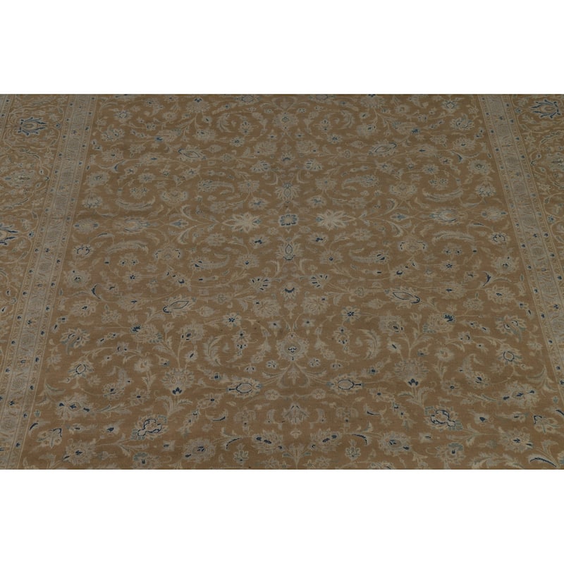 All-Over Floral Kashan Persian Area Rug Handmade Wool Carpet - 9'9" x 13'1"