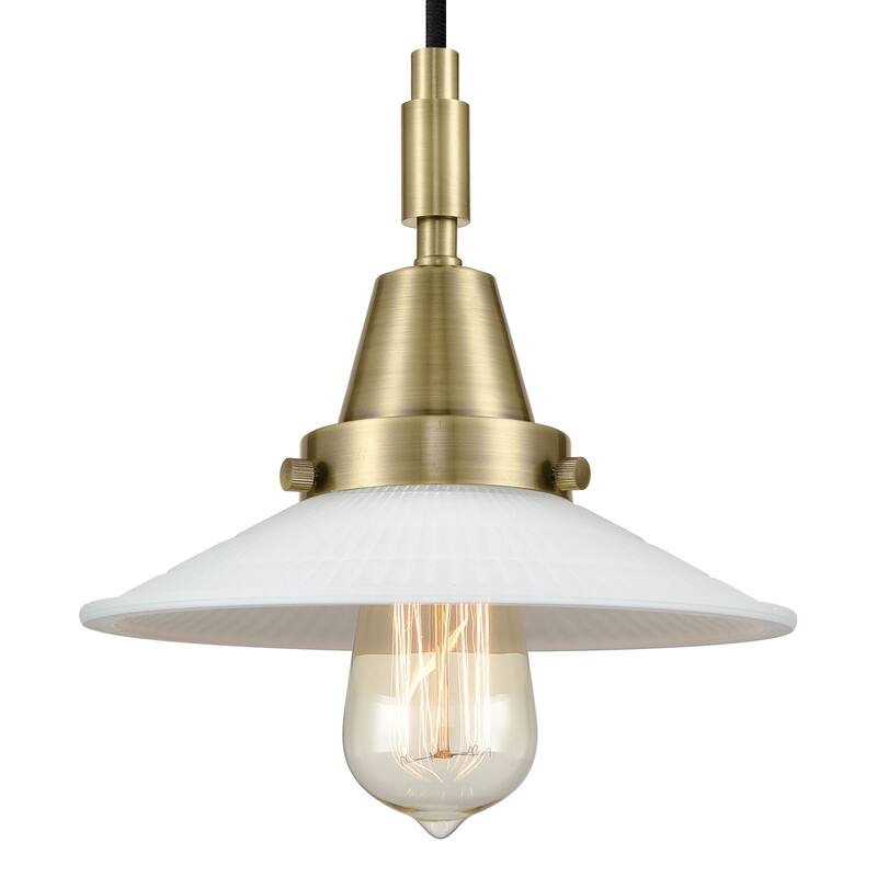 Innovations Lighting 447-1P-G1 Halophane 9" Wide Mini Pendant with - Antique Brass