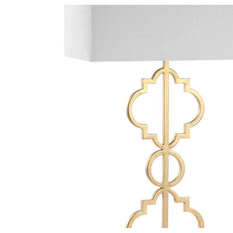 Miami 32" Iron Ogee Trellis Modern LED Table Lamp, Gold by JONATHAN Y