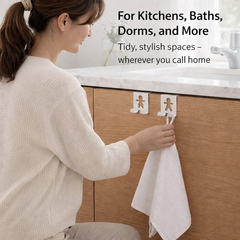 Double Hooks Over The Cabinet Door Set of 2 - 2"H x 2"W x 1 3/4"D