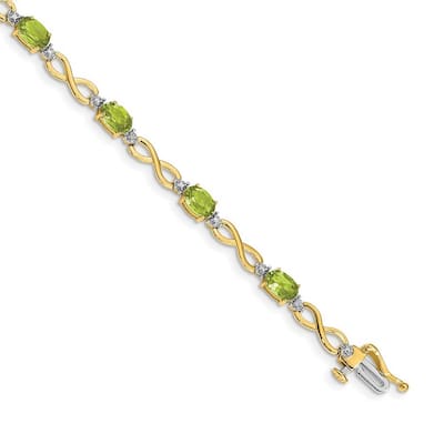 Curata 14k Peridot and Diamond Bracelet