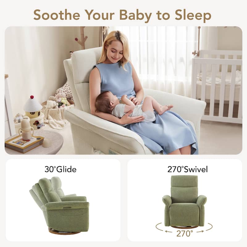 Spruce & Spring Power Swivel Recliner Chair Triple-Motor Nursery Glider