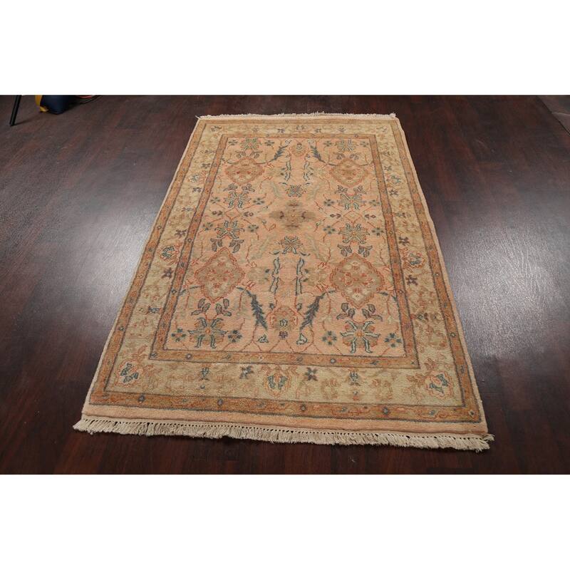 Traditional Floral Agra Oriental Area Rug Hand-knotted Wool Carpet - 3'11" x 6'2"