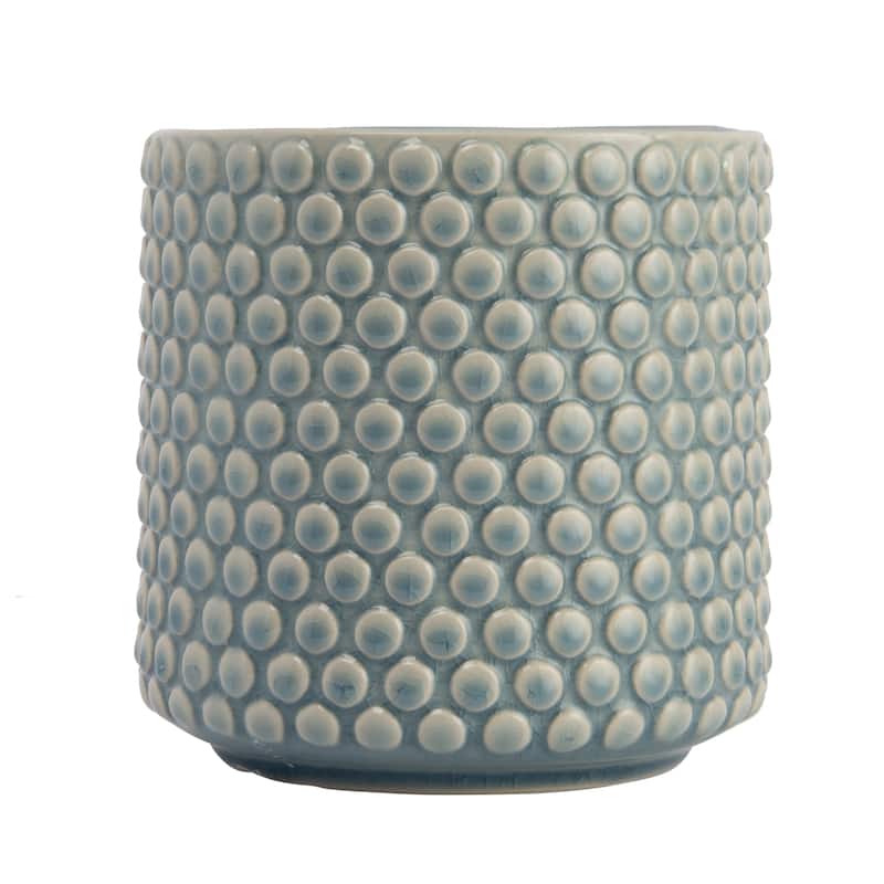 Stoneware Planter Pot with Polka Dots, Sky Blue