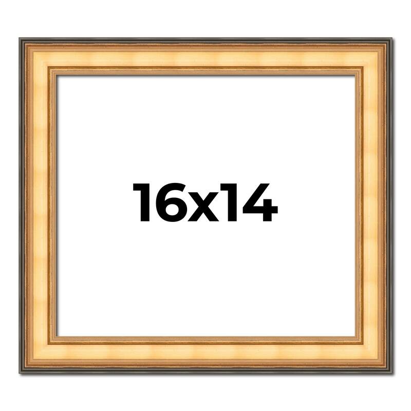 16x14 Frame Gold Plein Aire Solid Wood Picture Frame Width 2 Inches |