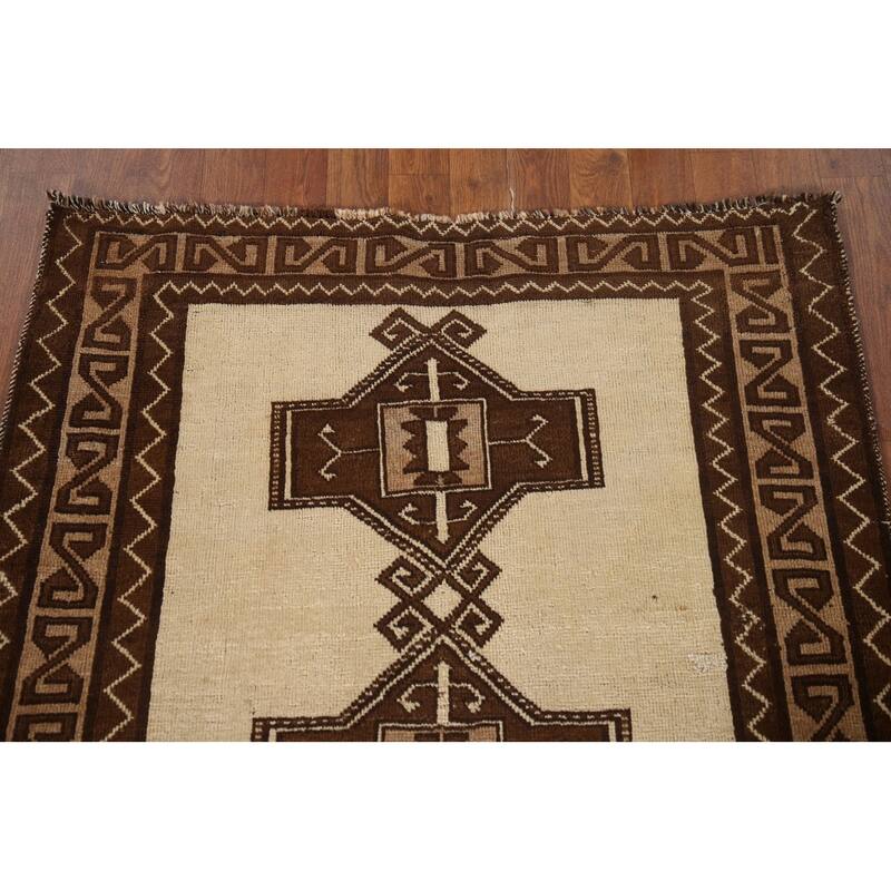 Geometric Gabbeh Persian Vintage Area Rug Handmade Wool Carpet - 3'5"x 6'3"