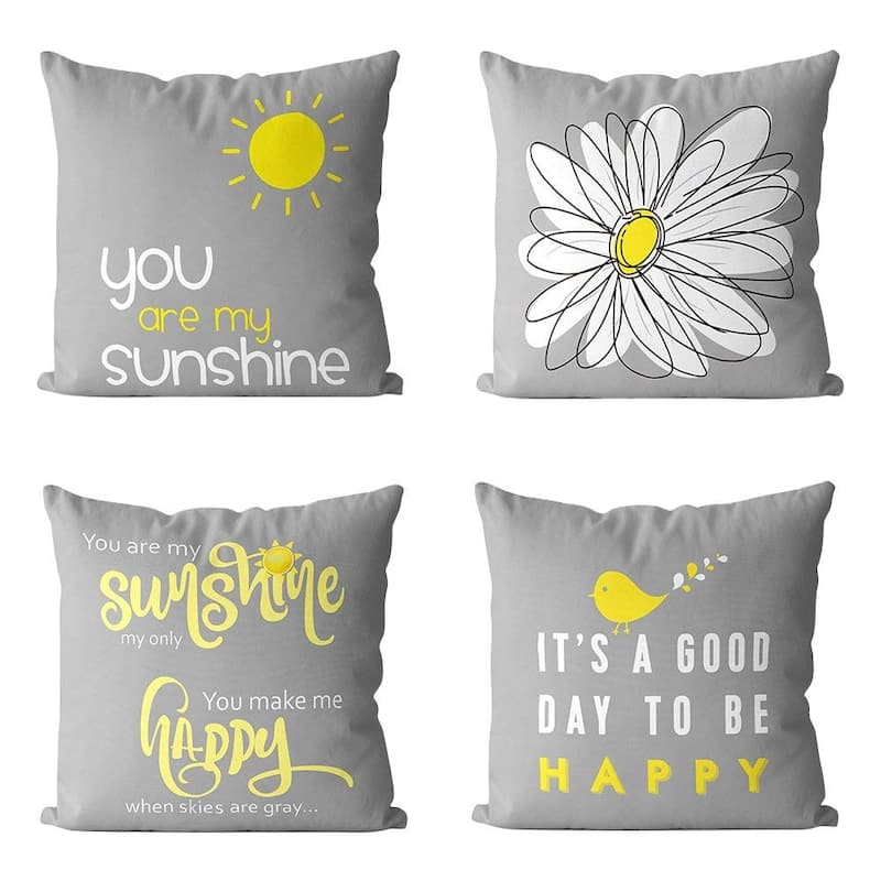 Decorative Cute Throw Pillow Covers Yellow