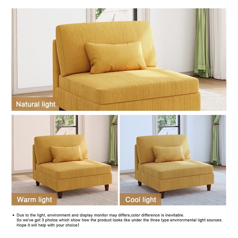 Corduroy Armless Chair Accent Chair Sofa
