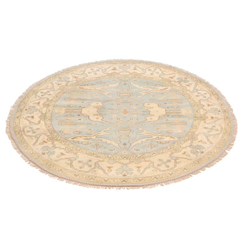 ECARPETGALLERY Hand-knotted Royal Oushak Light Blue Wool Rug - 6'0 x 5'10
